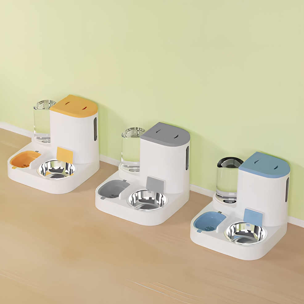 Distributeur automatique de nourriturDistributeur automatique de nourriture pour chat avec fontaine à eaue pour chat avec fontaine à eau